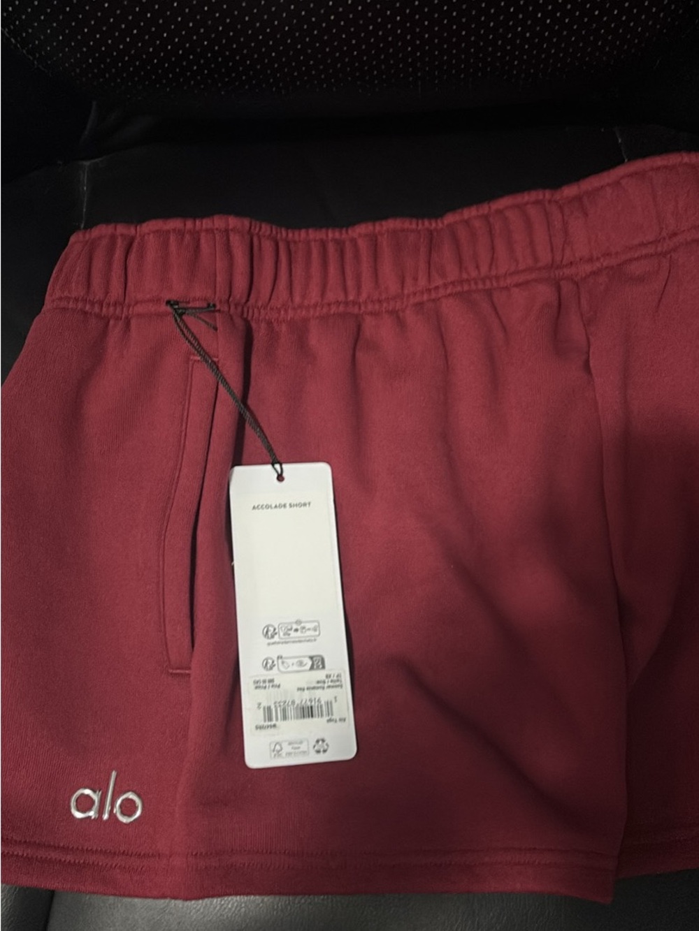 ALO Yoga Wine Red Sweat Shorts with Embroidered Logo